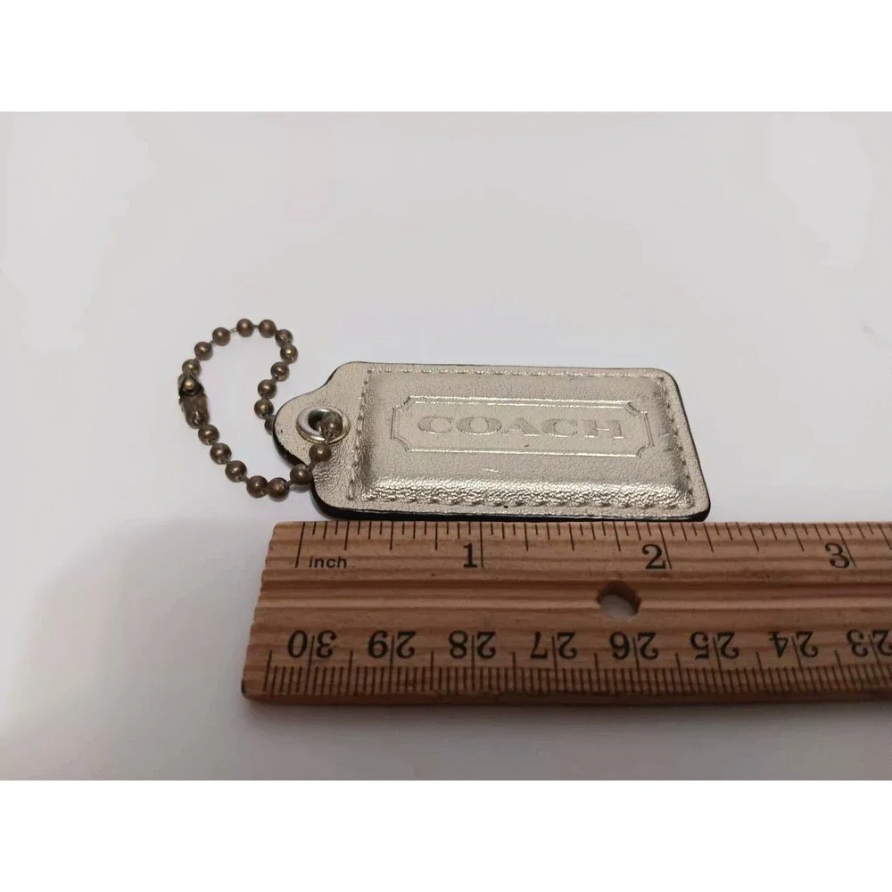 Coach Metallic Gold Leather Hang Tag Charm Ball Chain Key Chain 2.25